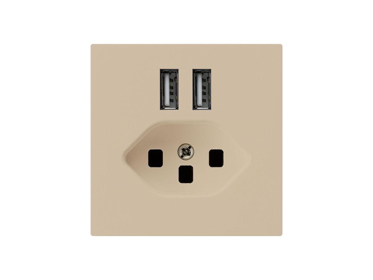Steckdose 2×USB & T23 kallysto A 2400mA beige