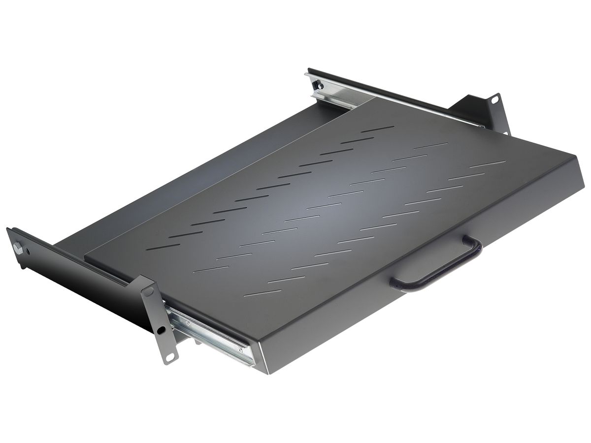 Geräteboden R&Mfreenet ausziehbar 19"×350mm 2HE 25kg grau