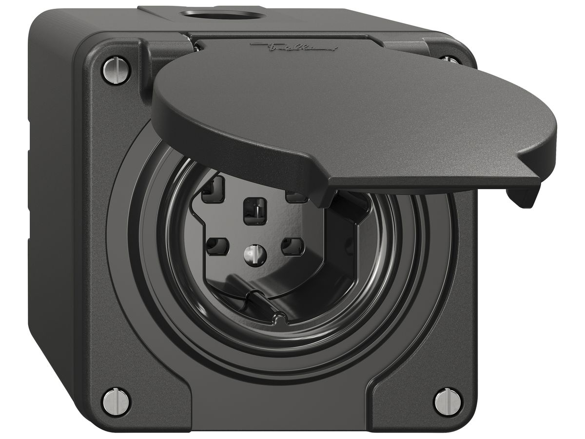 AP-Steckdose NEVO SNAPFIX® 1×T25 16A 440V 87×87×70mm IP21 sz