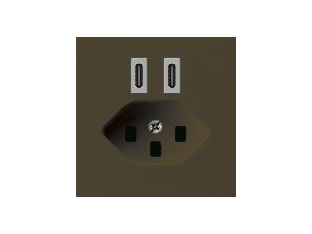 USB-Ladesteckdose Hager kallysto C-C 20W+T23 5V 60×60mm braun