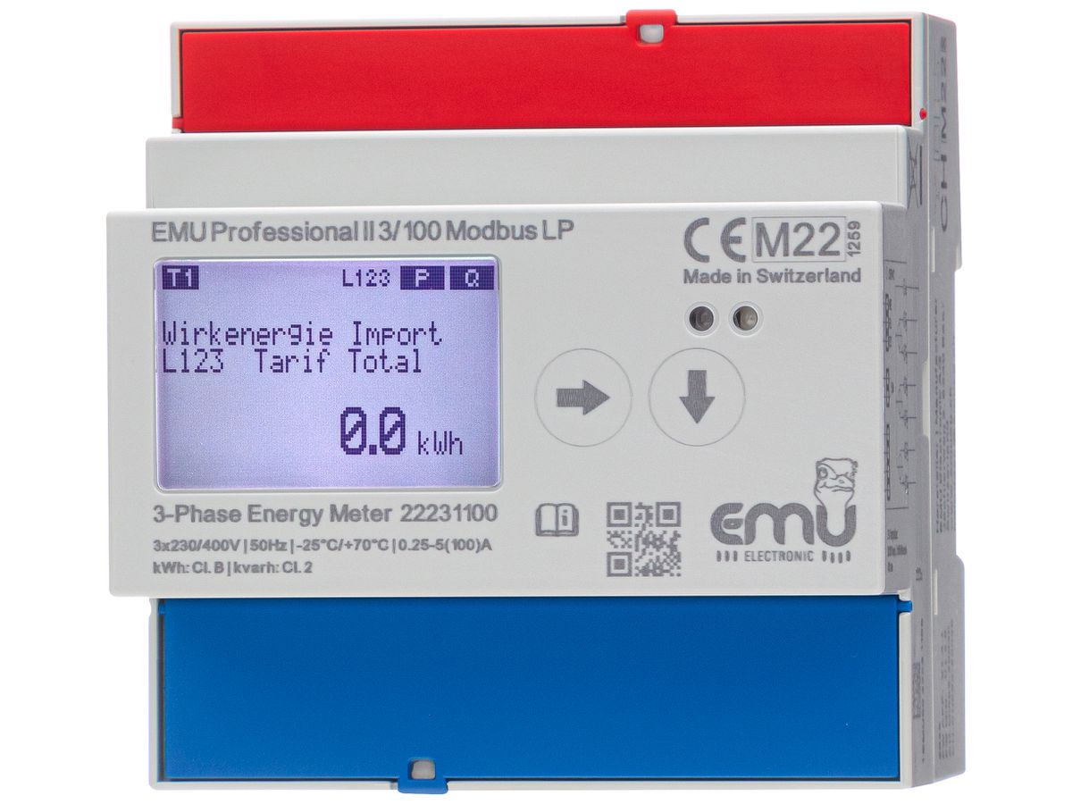 REG-Energiezähler EMU Professional II 3×100A direkt MID/LP S0 Modbus RTU