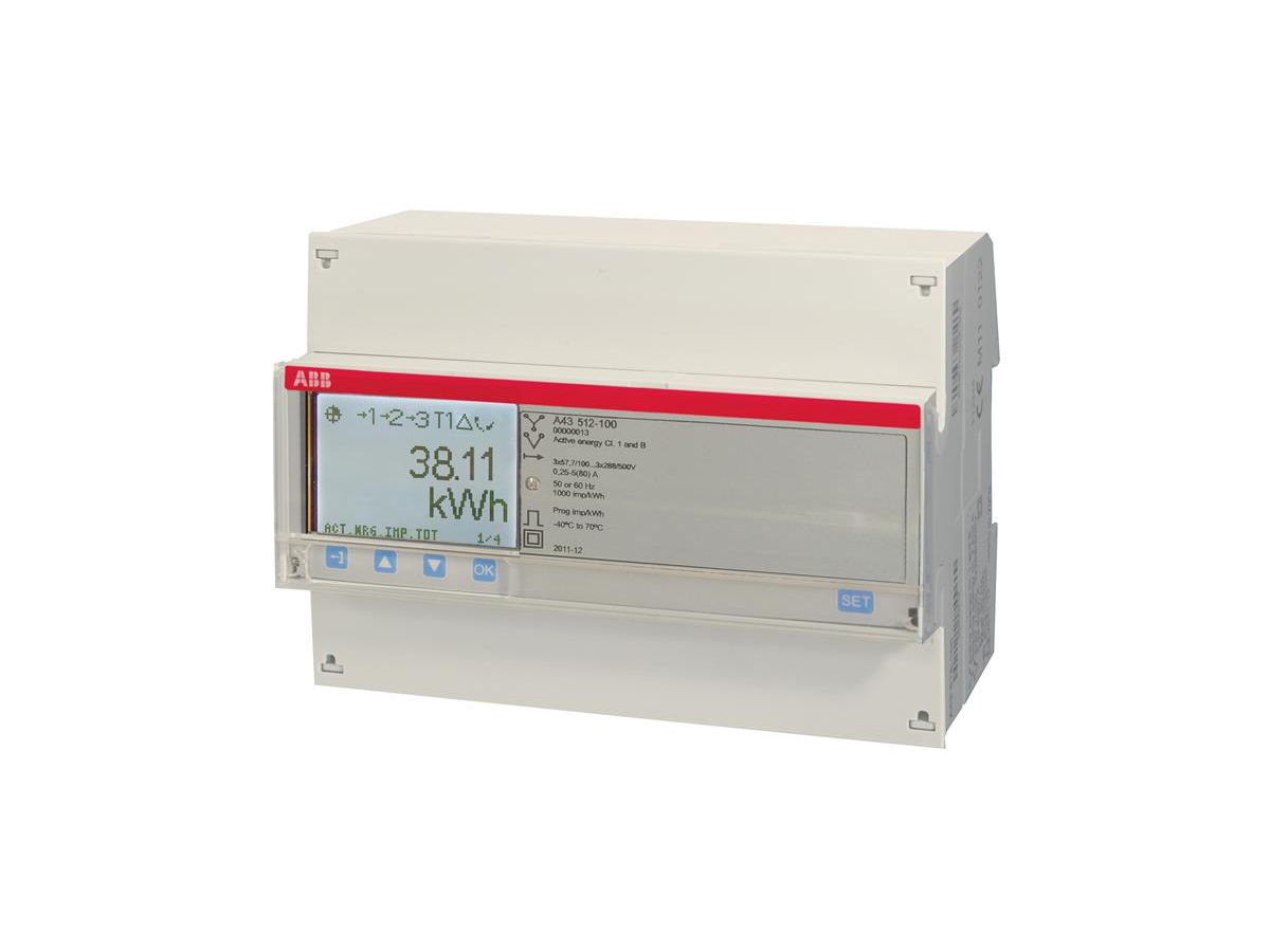 REG-Energiezähler ABB iBus A43 512-100, 3×80A Platin 4I/O RS-485