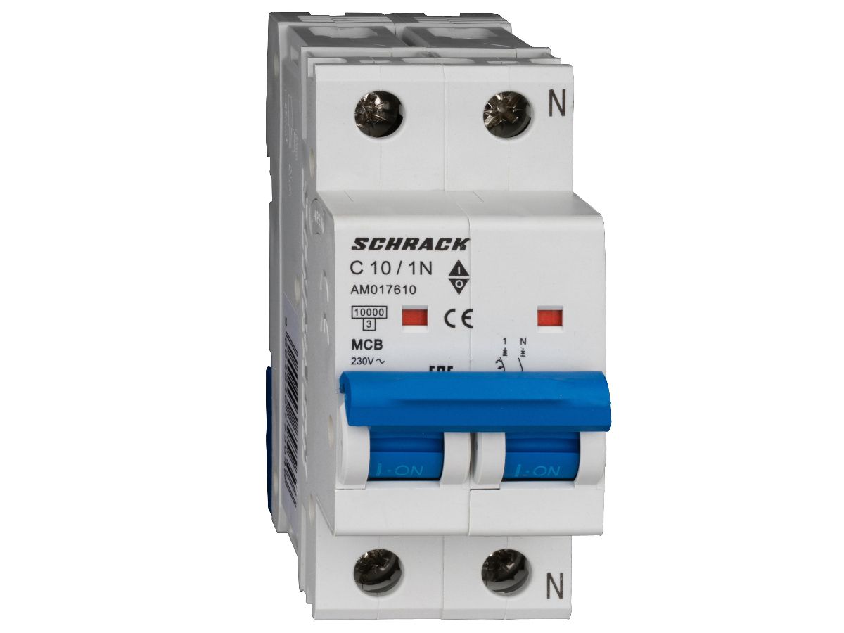 Leitungsschutzschalter AMPARO 2P - L+N 230V C 10A Icn10kA 2TE Schrack