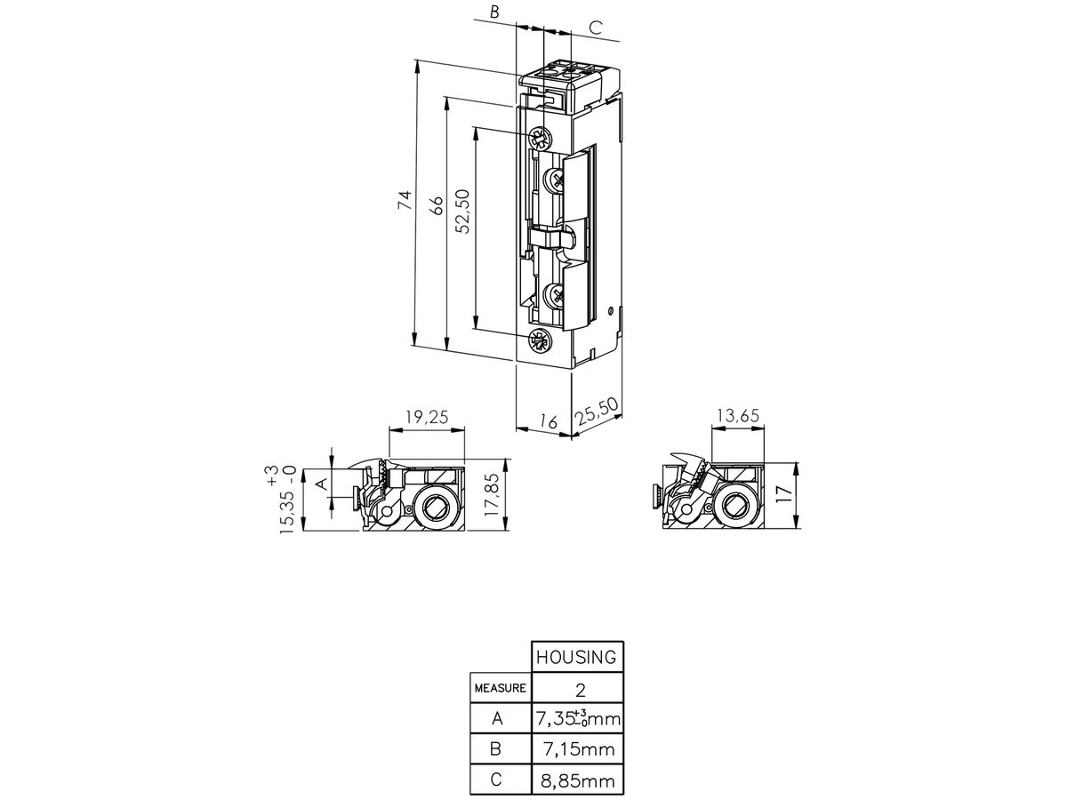 Türöffner BSW B3301--K, 11…13VDC, stromlos geöffnet, Radiusfalle