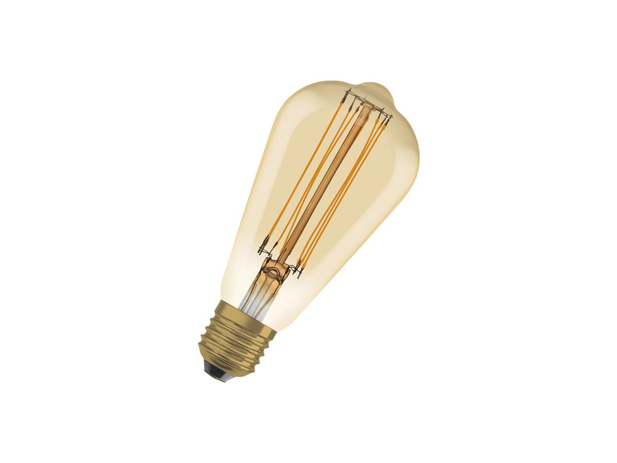 LED-Lampe LEDVANCE Vintage Edison E27 5.8W 470lm 2200K DIM Ø64×140mm klar Gold