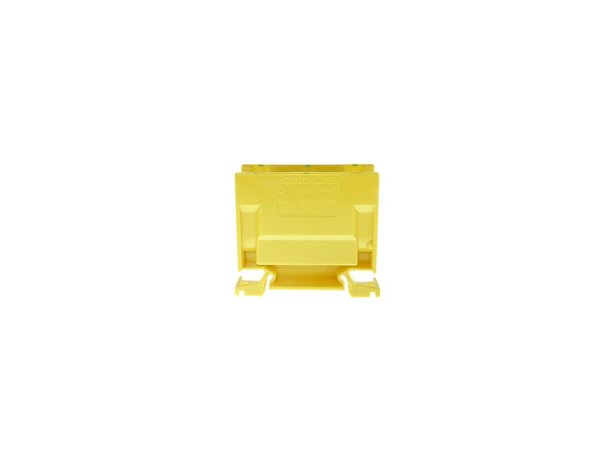 Abzweigklemme Woertz Ex 16…35mm² 125A 750V Schraubanschluss 2×1 TH35 grün/gelb