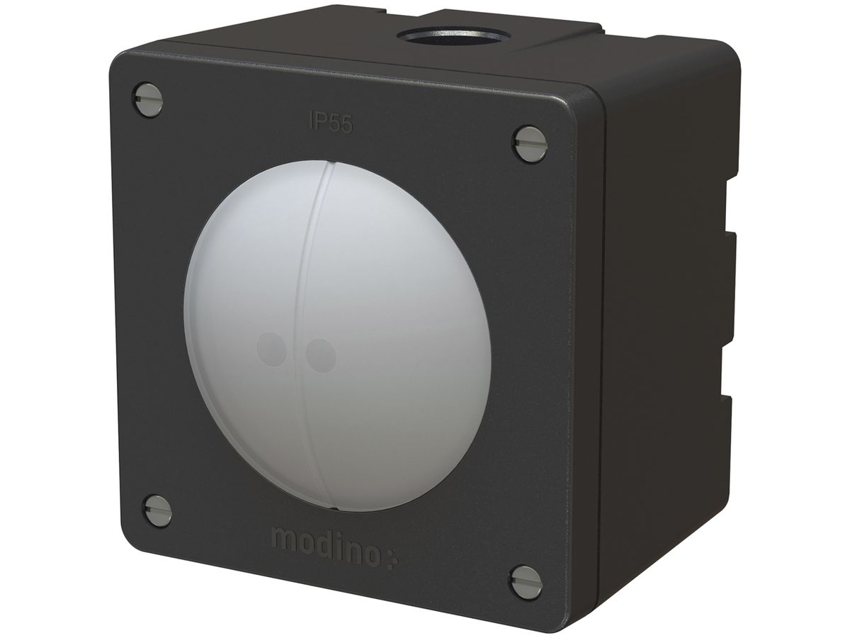 AP-Leuchtdrucktaster modino exo 2×AR/1L 2×bel.10A 250V 90×90mm schwarz
