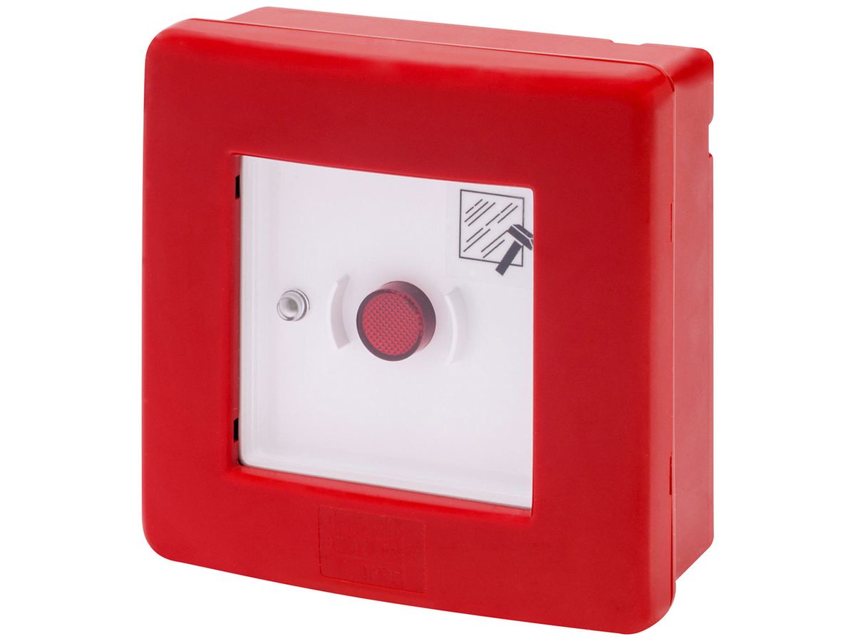 AP-Alarmtaster GEWISS, 1S/1Ö, mit Einschlagglas, IP55, rot