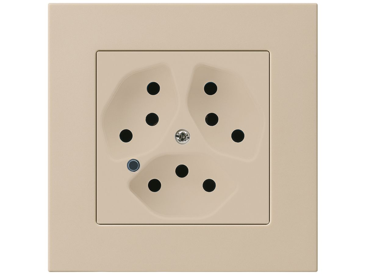 UP-Steckdose Hager kallysto.pro 3×T13 beleuchtet C beige