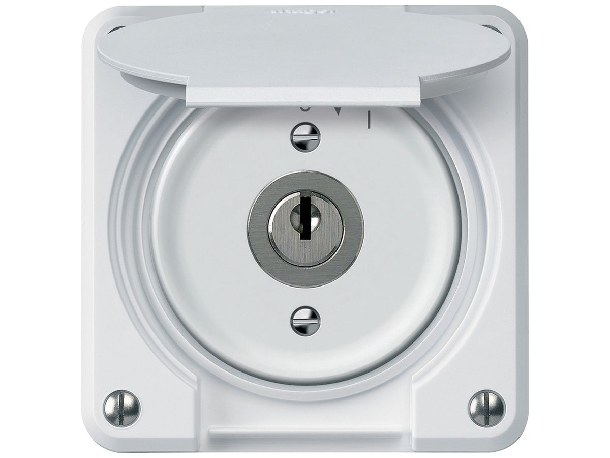 UP-Schlüsselschwenktaster robusto 1P 1NO 20A 250V 86×86mm weiss