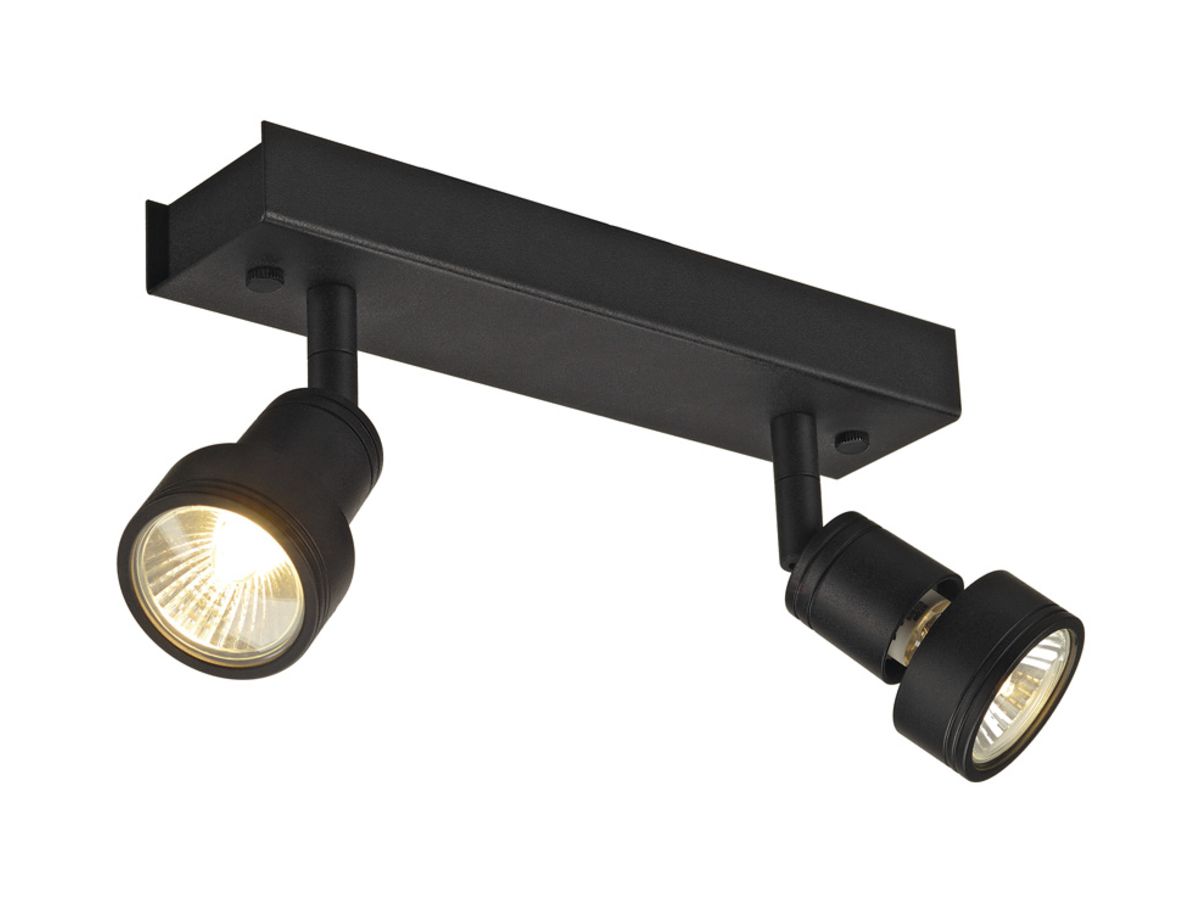 Deckenleuchte SLV PURI, 2×GU10 50W mit Decoring IP20 schwarz