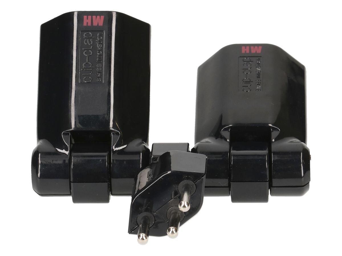 Mehrfachstecker MAX HAURI Clip-Clap 2×T13 schwarz mit Kinderschutz