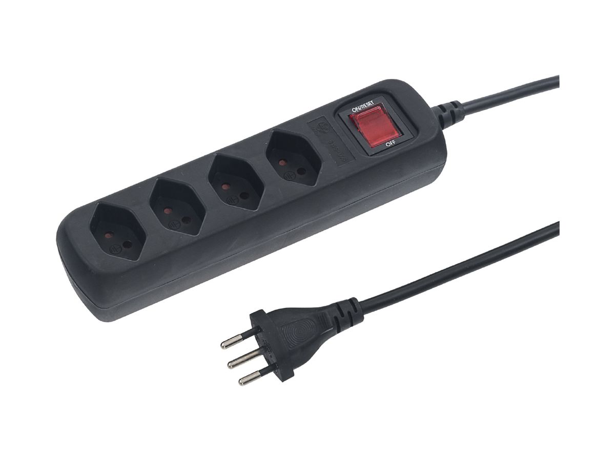 Steckdosenleiste STEBA POWER EASY 4×T13 mit Kinderschutz +Sch.1.5m schwarz