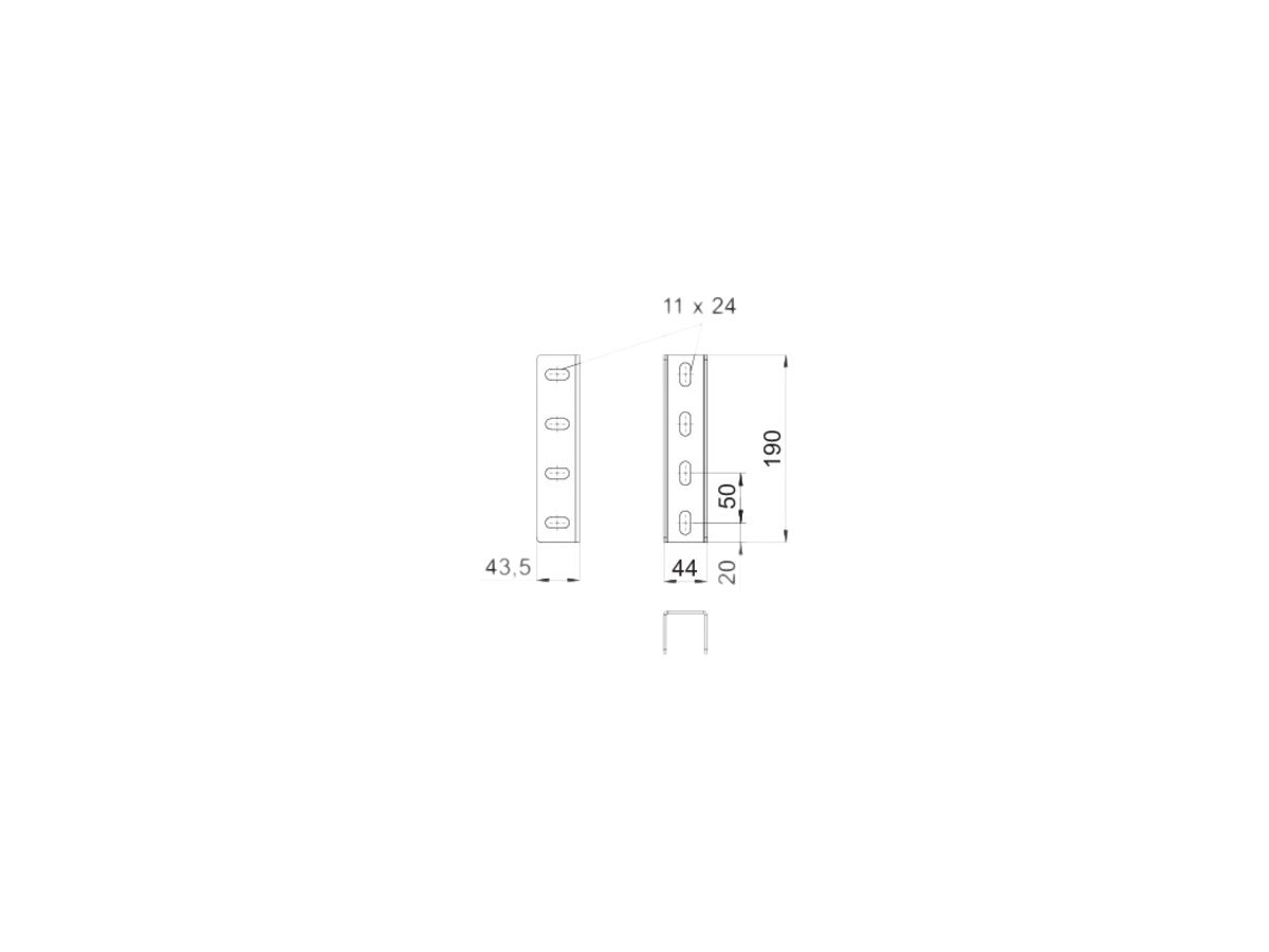 U-Stiel-Verbind.Bettermann 200×44mm tauchfeuerverzinkt