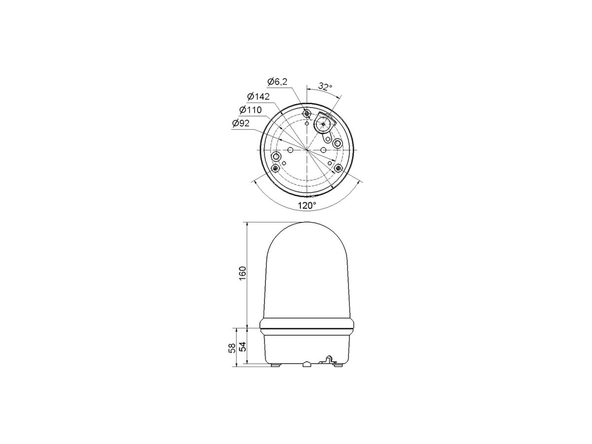 LED-Drehspiegelleuchte 883 24VAC/DC rot