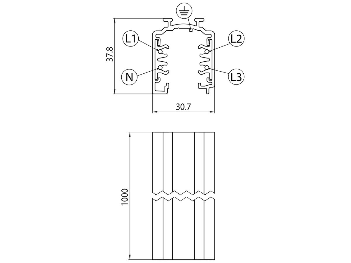 AP-Stromschiene Sylvania OneTrack 250…440V 3-Ph Aluminium 1000mm weiss
