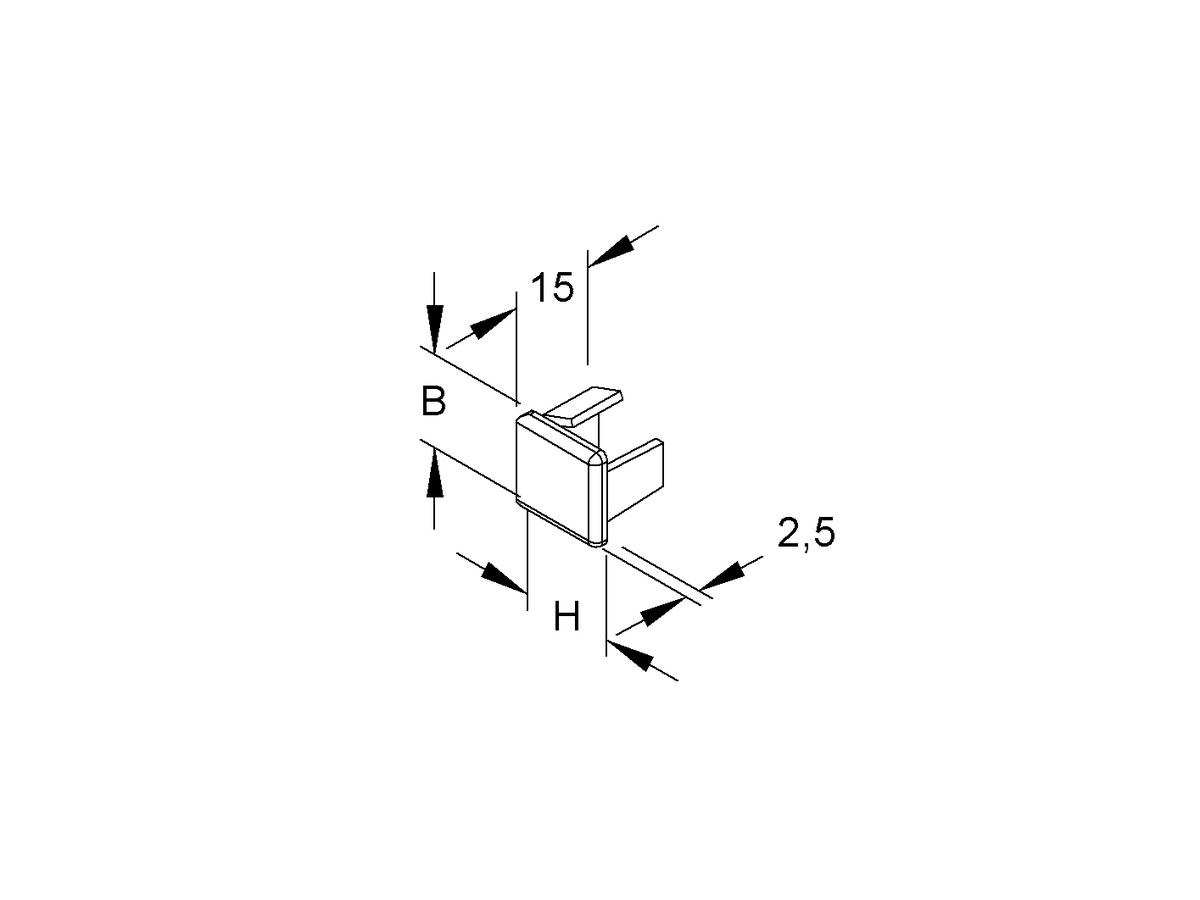 Abschlussplatte HKL grau für 18×17.5mm