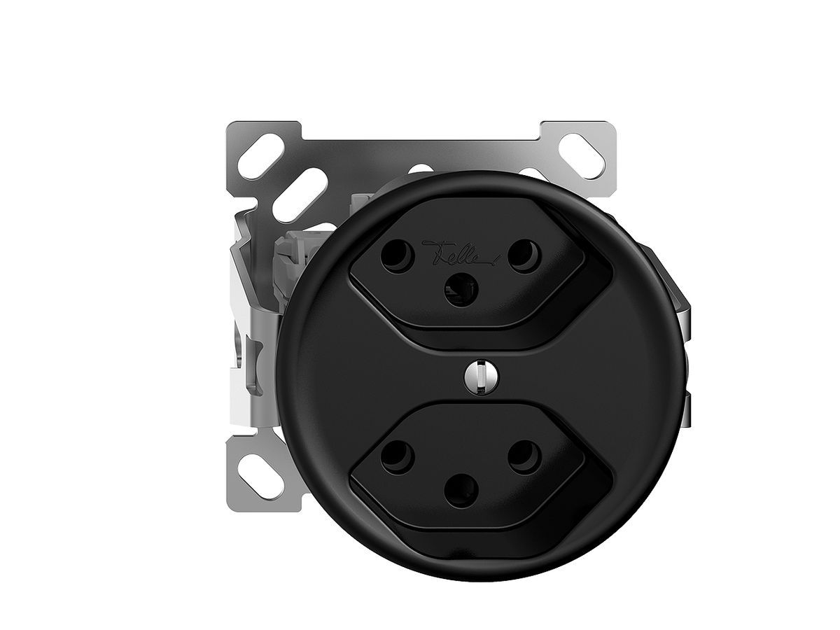 AP-Steckdose STANDARDdue 2×T13 1×S schwarz ohne Kappe