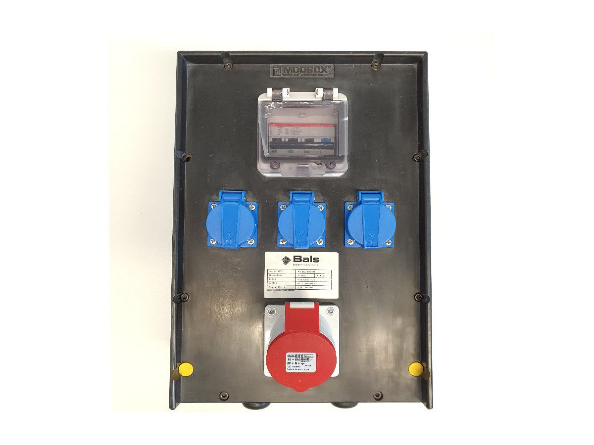 Hartgummi-Stromverteiler Bals - 1xCEE16A + 3xT23 mit FI/LS3x16A