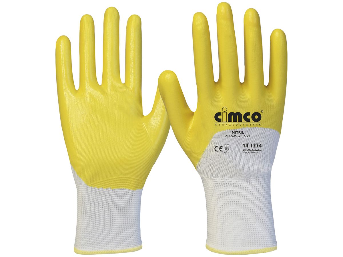 Arbeitshandschuhe CIMCO Nitril Grösse 8/M gelb/weiss