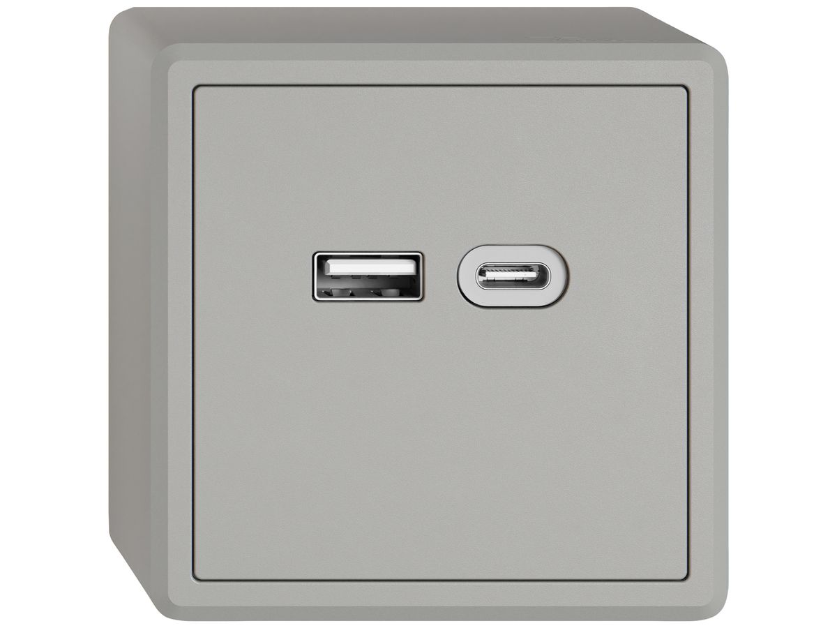 AP-USB-Ladesteckdose EDIZIO.liv SNAPFIX® 230VAC 18W 1×USB Typ A 1×USB Typ C hgu