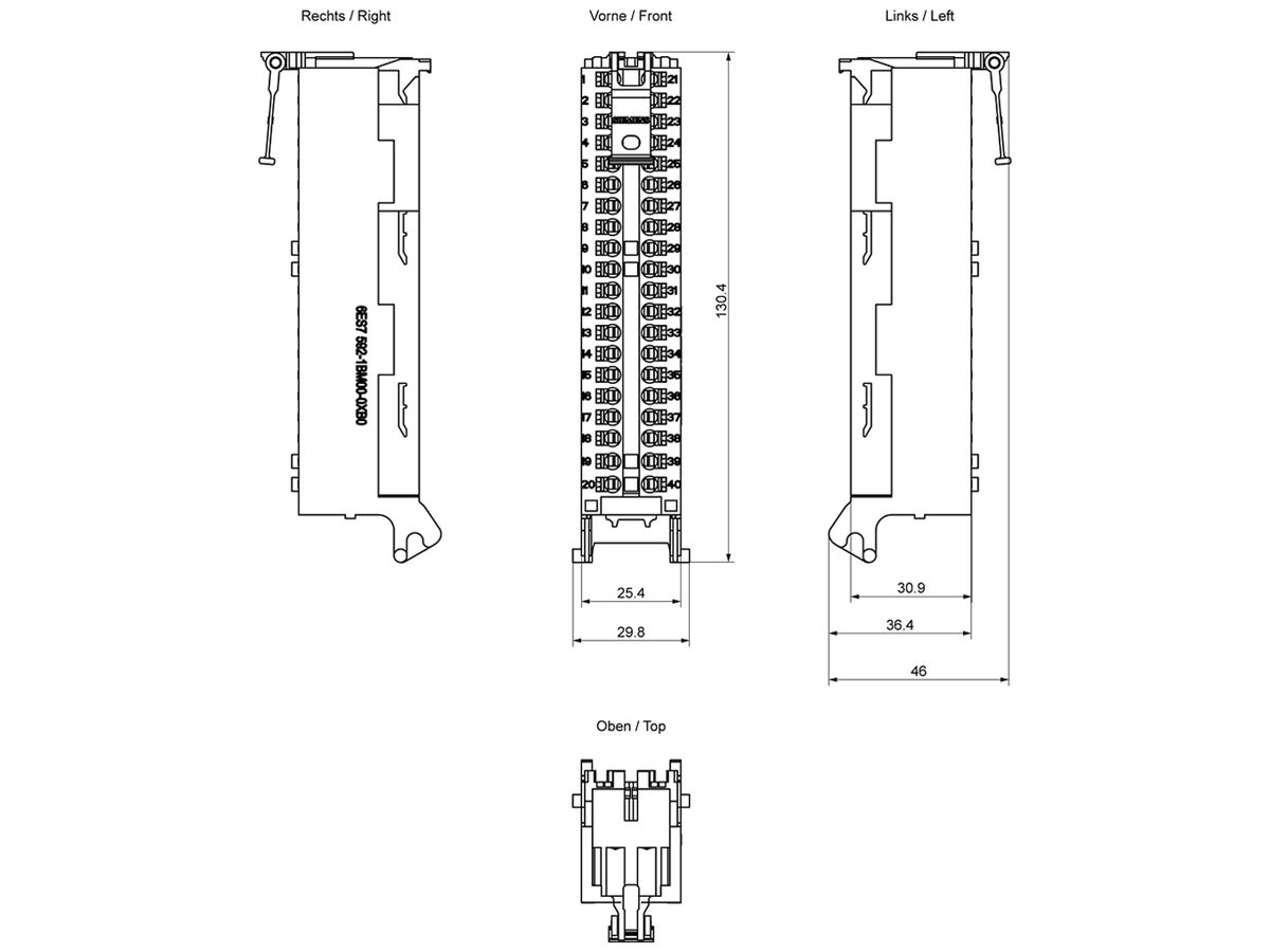 SPS-Frontsteckermodul Siemens SIMATIC S7-1500, 35mm 40-polig Push-In