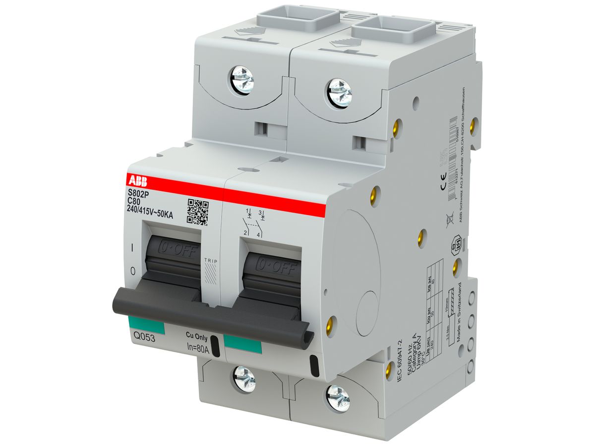 Leitungsschutzschalter ABB S802P-C80 2P 400V C-80A 50kA 3TE