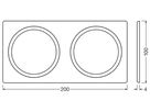 Abdeckplatte LEDVANCE FRAME Stahl 200×100mm 2×Ø68mm weiss