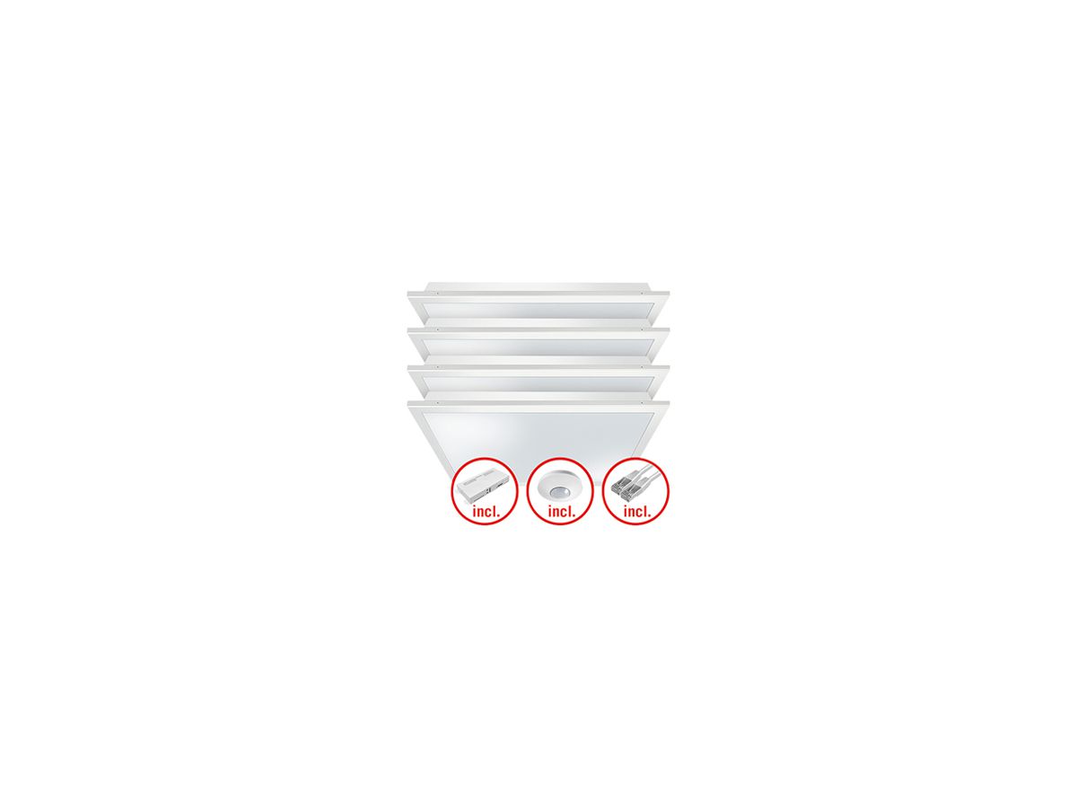 EB-LED-Leuchtenset ESYLUX CELINE-2 600×600 4×30W 840 16800lm opal