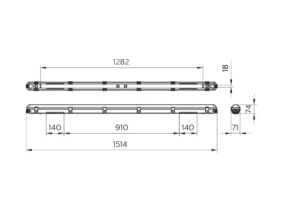 LED-Feuchtraumleuchte Philips Ledinaire WT065C 53W 6800lm 840 IP65 1.5m grau