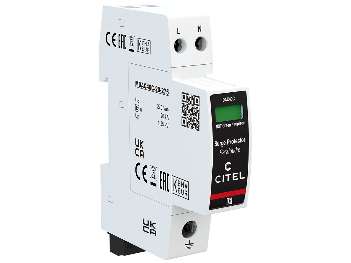 Überspannungsableiter Citel DAC40CS-20-275, Typ 2, 2-polig