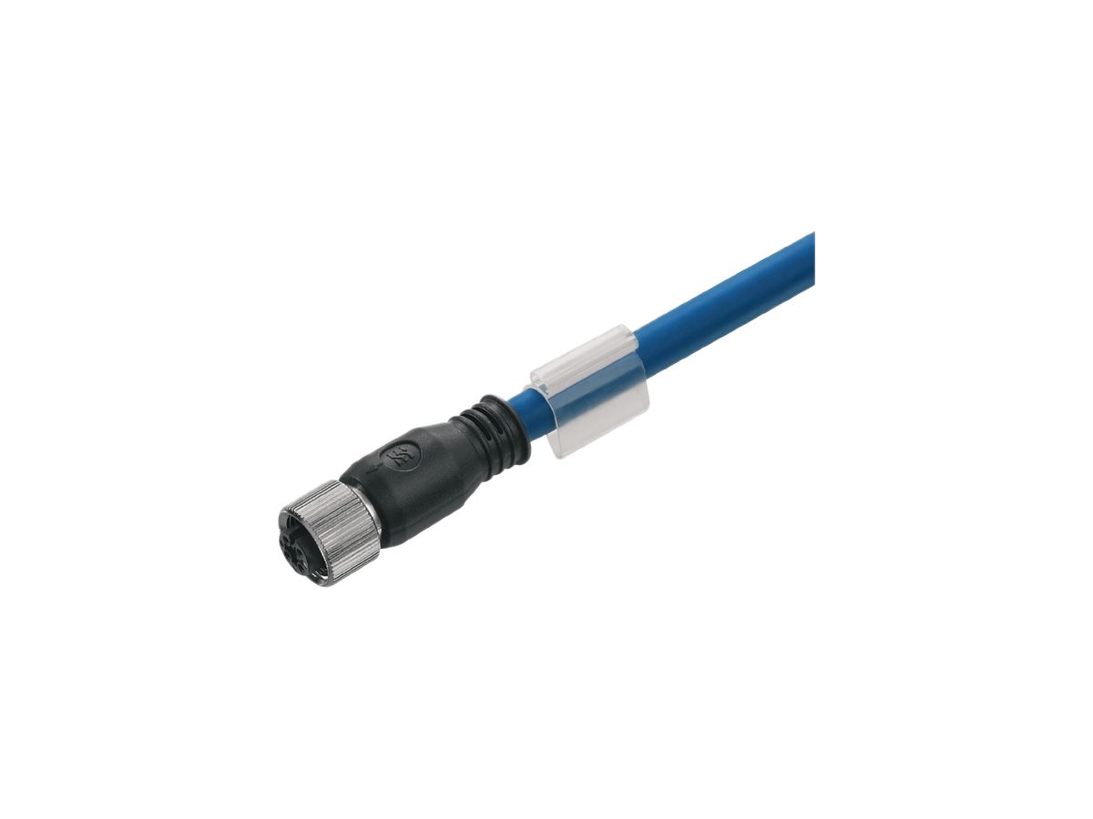 Kabel Weidmüller FBCEX einseitig offen, M12 5m Buchse gerade geschirmt PVC blau