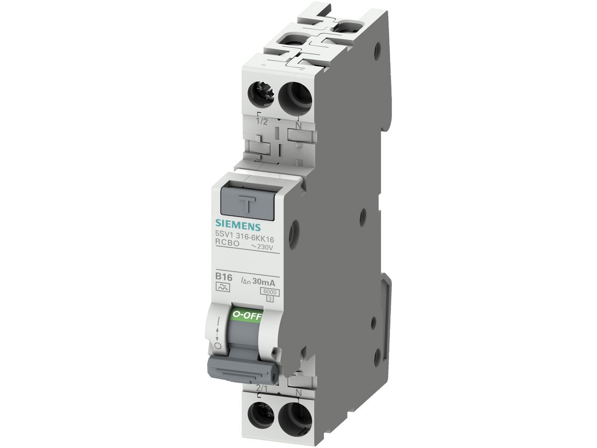 Fehlerstrom-/Leitungsschutzschalter Siemens kompakt 1P+N 6kA Typ A 30mA C13