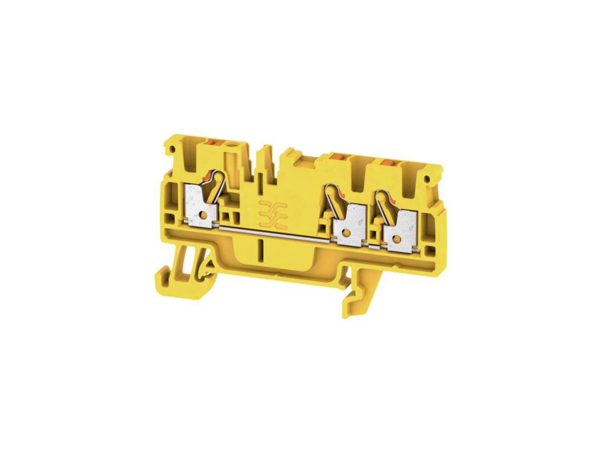 Durchgangs-Reihenklemme Weidmüller A3C PUSH IN 2.5mm² 3 Anschlüsse TS35 gelb
