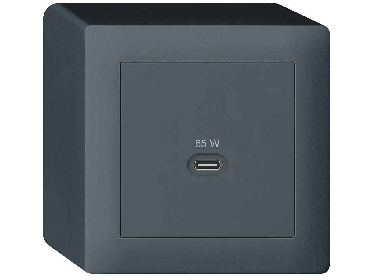 AP-USB-Ladesteckdose Hager kallysto Typ C 65W 3250mA anthrazit