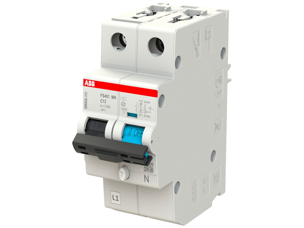 FI/LS-Schalter ABB FS401MK SMISSLINE TP C-13A/30mA 1LN 10kA Typ F