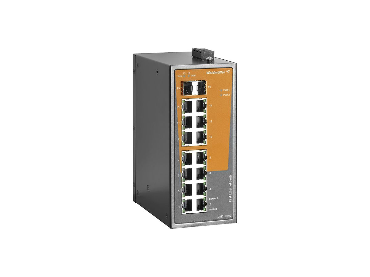 Switch WM IE-SW-EL16-14TX-2FESFP, 14×RJ45 FE+2×SFP FE unmanaged