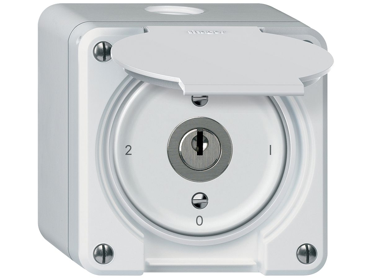 AP-Schlüsselschalter robusto Umschalter 16A 250V 86×86mm weiss