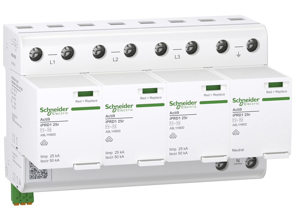 Kombiableiter Acti9 iPRD 25r Typ 1+2 4P 25kA 240V TN-S TT 8TE