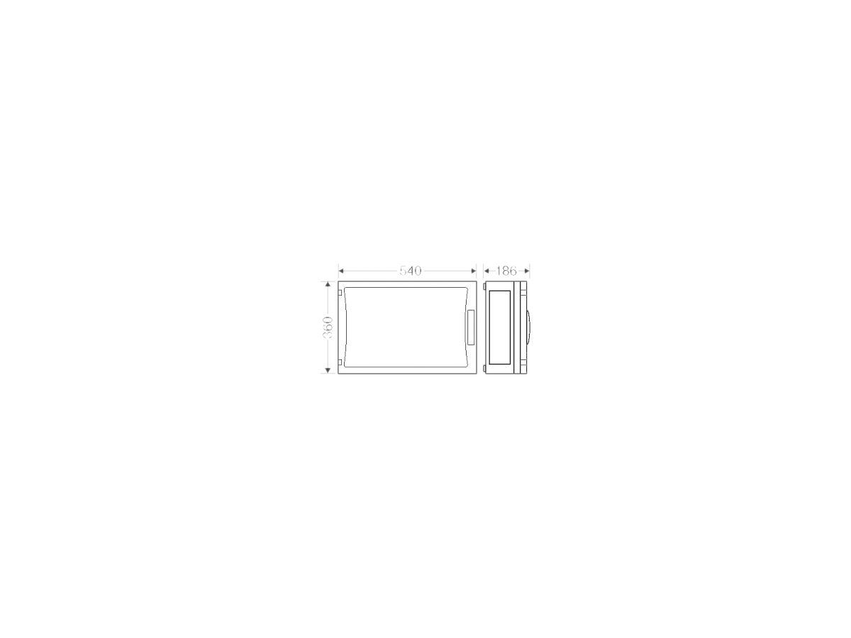 Apparategehäuse Hensel FP 0440 gu.leer m.transp.Türe offen 540×360×186mm