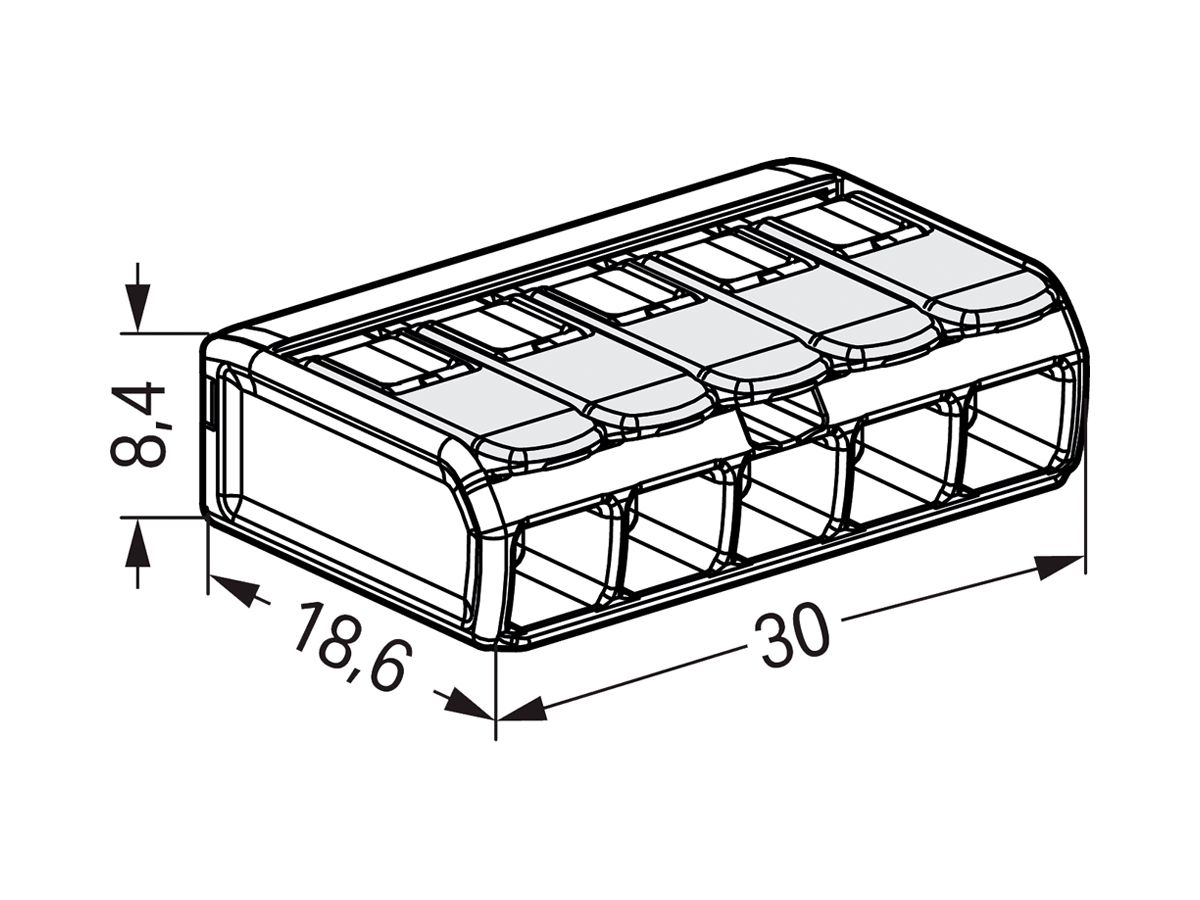 Verbindungsklemme WAGO 221 5×0.2…4mm² Hebel 24.5A 440V grau transparent