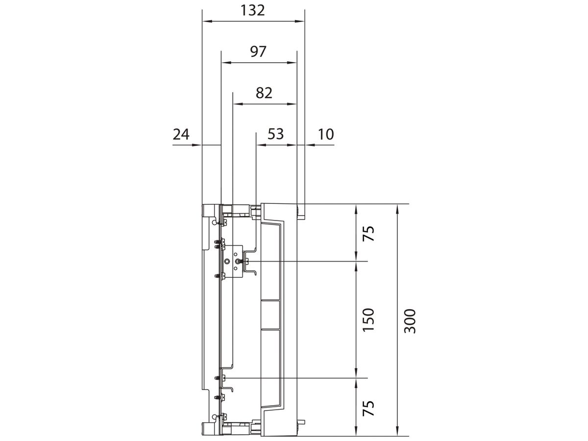 Baustein Hager univers N 300×250mm für Reihenklemmen waagrecht
