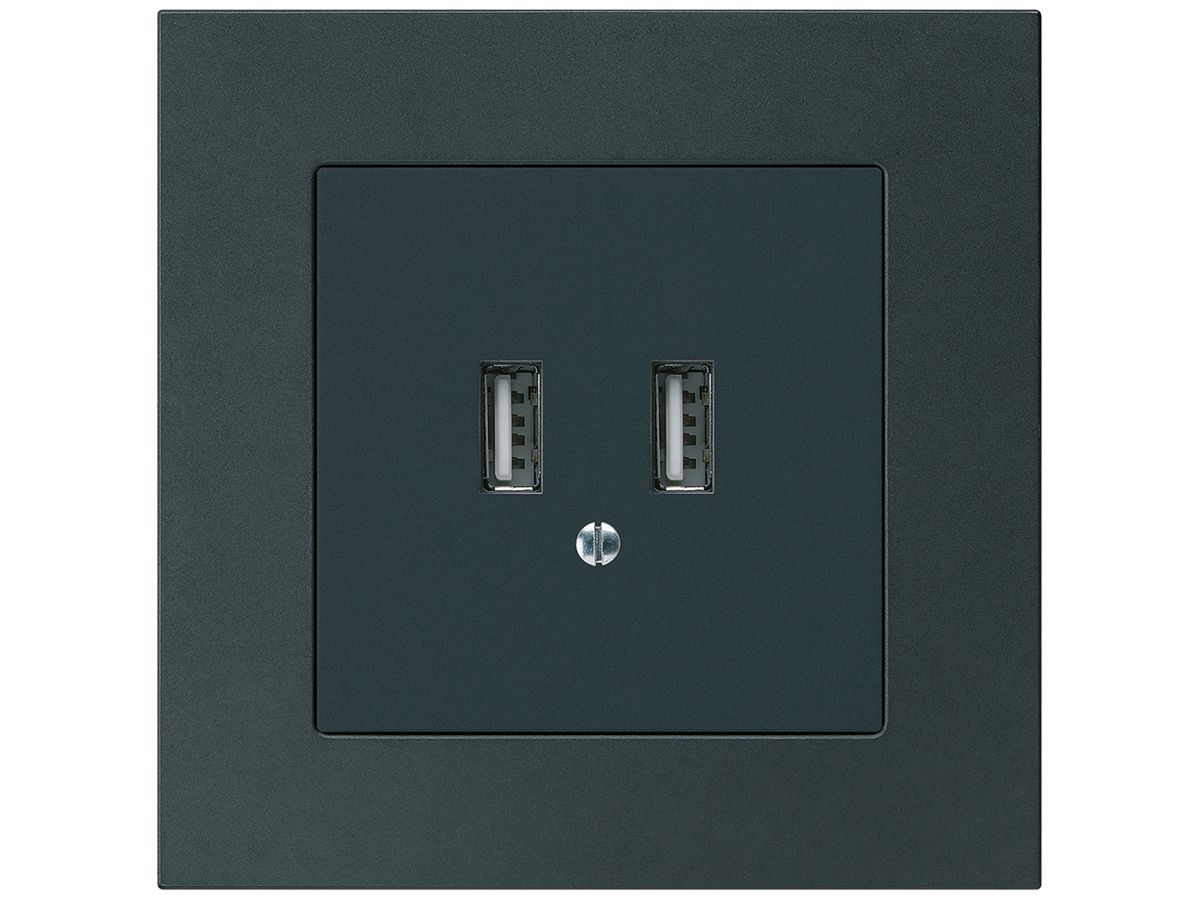 UP-USB-Ladesteckdose Hager kallysto.pro 240V 2400mA schwarz