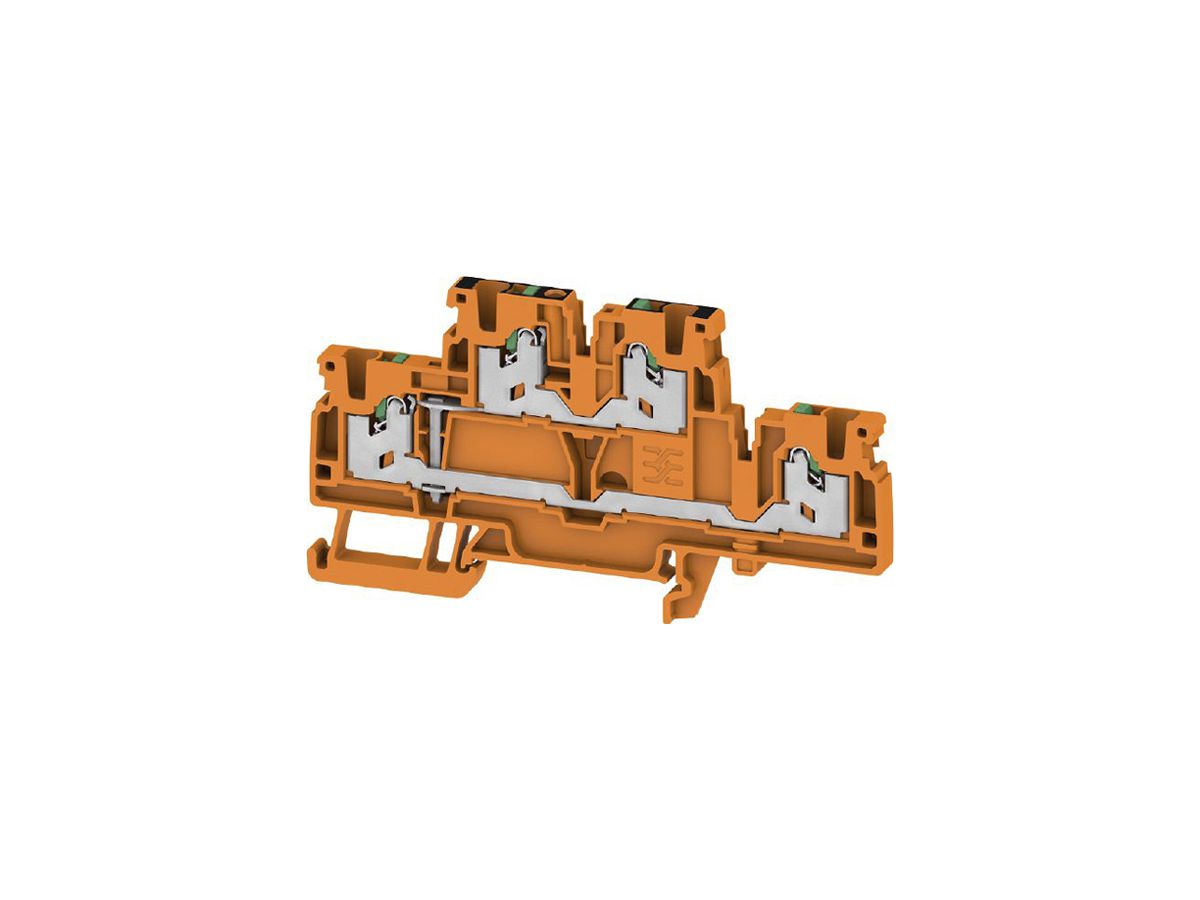 Durchgangs-Reihenklemme S2T 2.5 VL OR 2.5mm² 22A 800V SNAP IN 2×2 TH35 orange