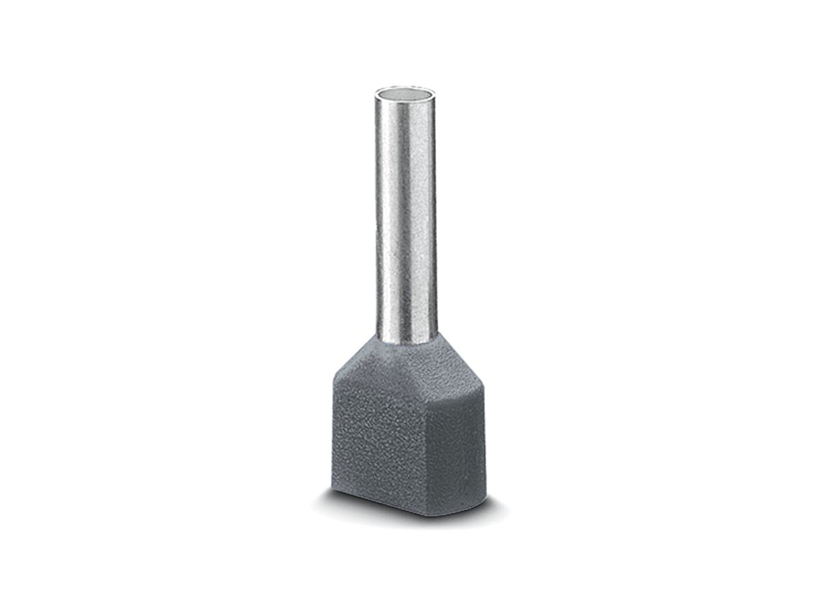 Zwillings-Aderendhülse isoliert Phoenix Contact DIN 46228 2×2.5mm² L=10mm grau