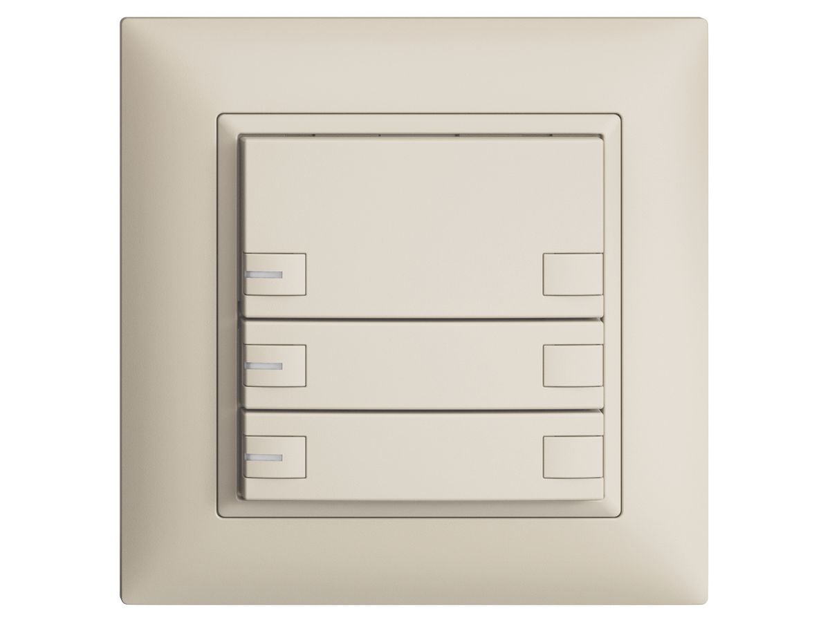 UP-KNX-Taster RGB EDUE FMI, 250mW, m.RGB-LED, 3×Taste, 2×Tastenbelegung, crema