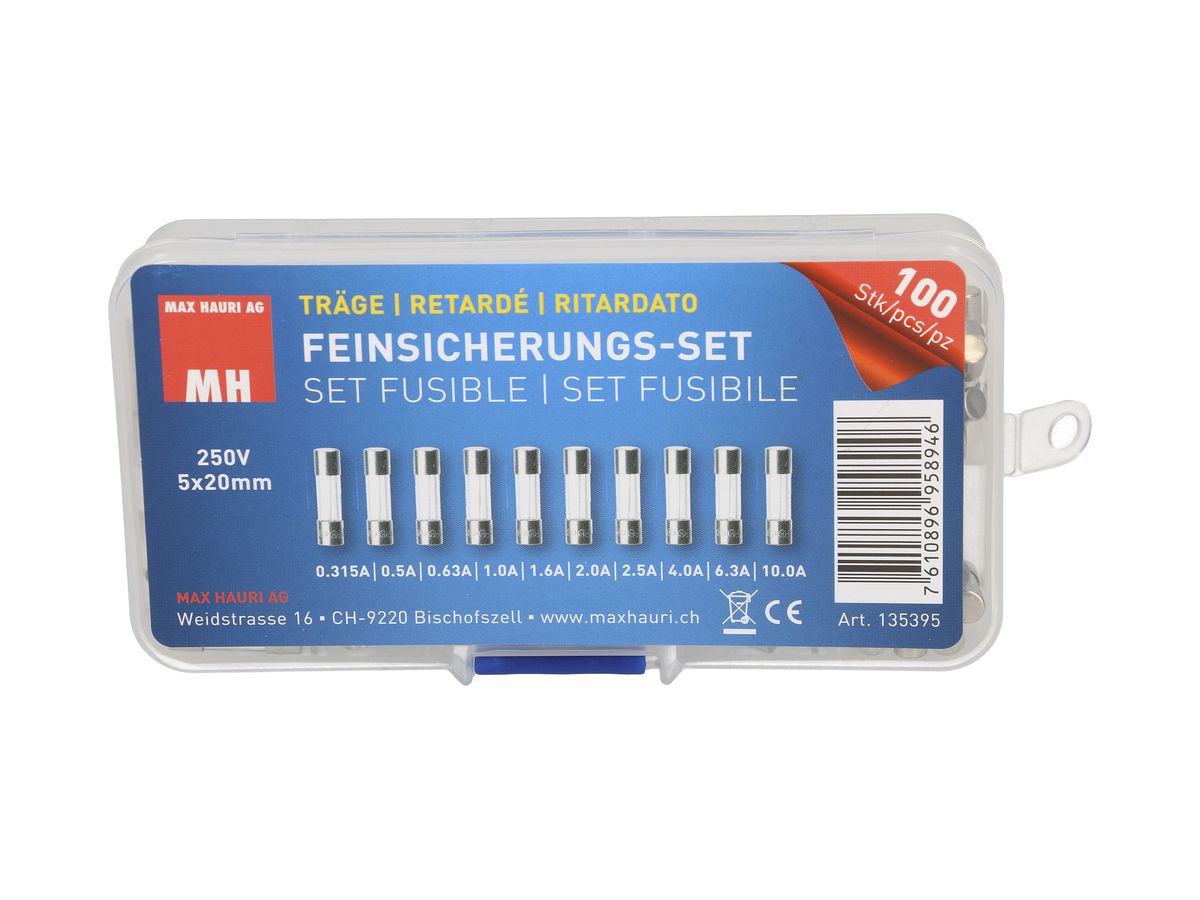 Sicherungssortiment träge MAX HAURI je 10 Stück 0.315…10A