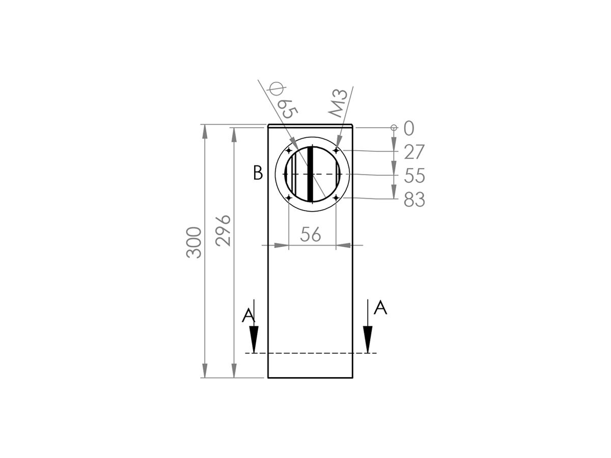 Anschlusssäule Ferratec MS10 Alu unbestückt EDIZIO due Loch 1×Ø65mm 100×50×300mm