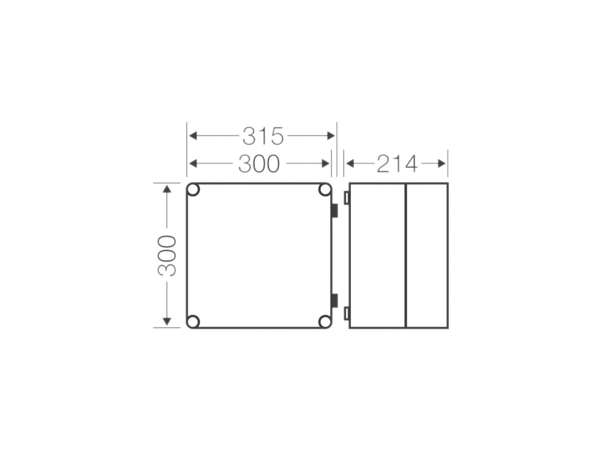 Apparategehäuse grau MI 9210 leer mit Deckel transparent, 300×300×214
