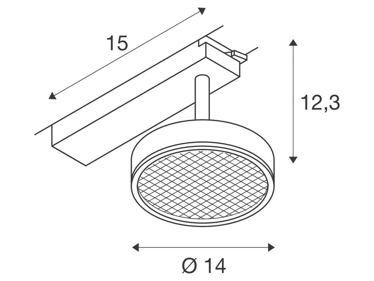 LED-Spot SLV GRIP FLAT 16W 400lm 2700…3000K DIM AD1PH Ø140×200×123mm schwarz